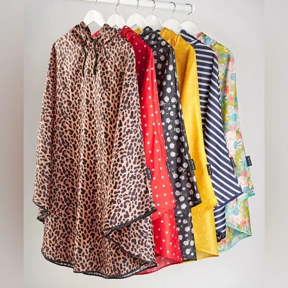 Charlie Paige Leopard Print One Size Hooded Rain Poncho - Picture 2 of 2